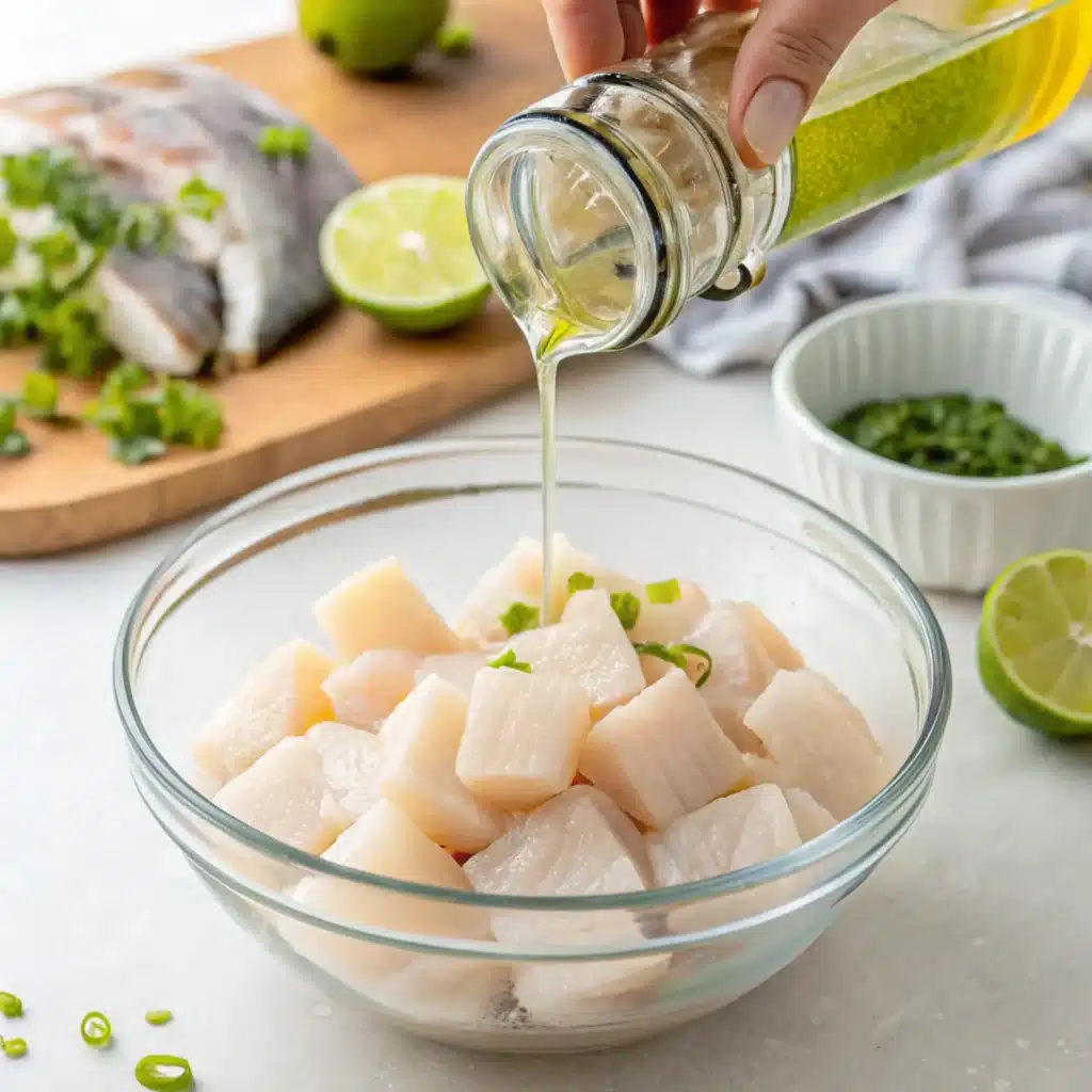 Chilean Ceviche: A Fresh, Soulful Taste of the Pacific Chilean Ceviche Marinating fish for Chilean ceviche