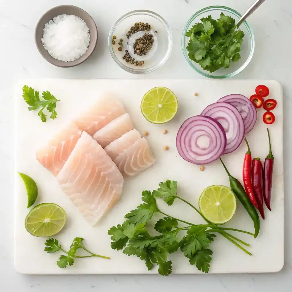 Chilean Ceviche: A Fresh, Soulful Taste of the Pacific Chilean Ceviche Chilean ceviche ingredients flat lay