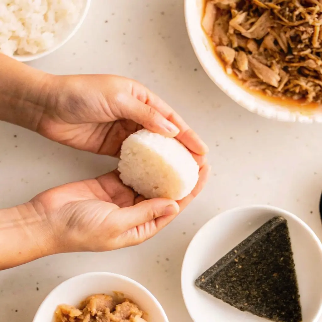 Grilled Salmon Onigiri Recipe: Crispy, Flavor-Packed Rice Balls You’ll Crave grilled salmon onigiri recipe Shaping grilled salmon onigiri by hand