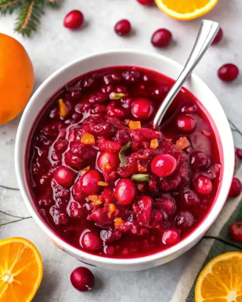 Cranberry Orange Sauce That’s Bursting with Citrus & Holiday Warmth Cranberry Orange Sauce cranberry orange sauce in a white bowl with spoon and citrus garnish